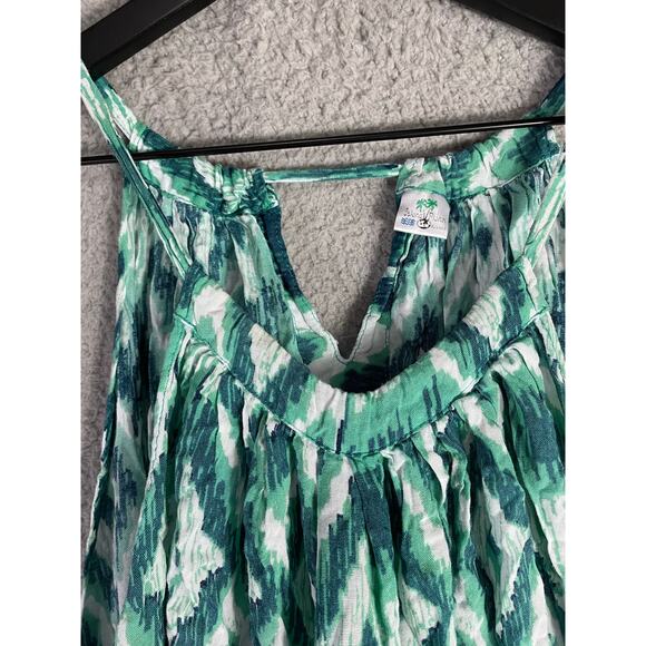 Island Planet‎ Green White Ikat Rayon Halter Dress Made in Bali Size M - Picture 8 of 10